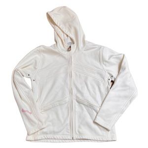 BURTON Softshell Hooded Jacket White Fleece Lined Womens Large Jacket Coat
